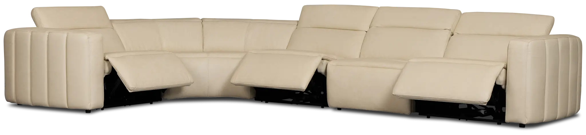 Jace Ivory Lthr/vinyl Small Triple Power Reclining Two-arm Sectional Jace Ivory Lthr/vinyl Small Triple Power Reclining Two-arm Sectional
