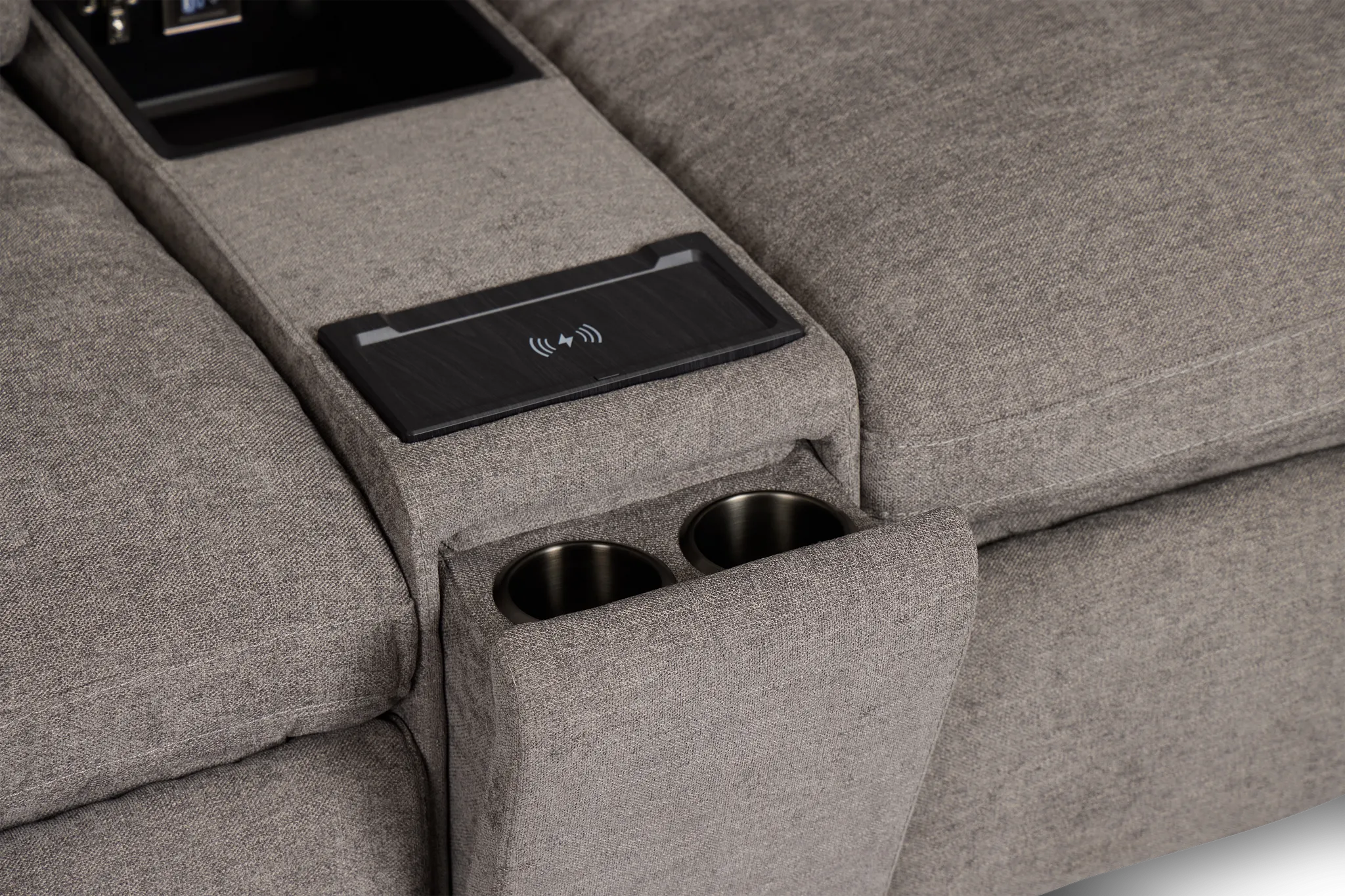 Drift Dark Gray Fabric Large Dual Power Left Bumper Sectional