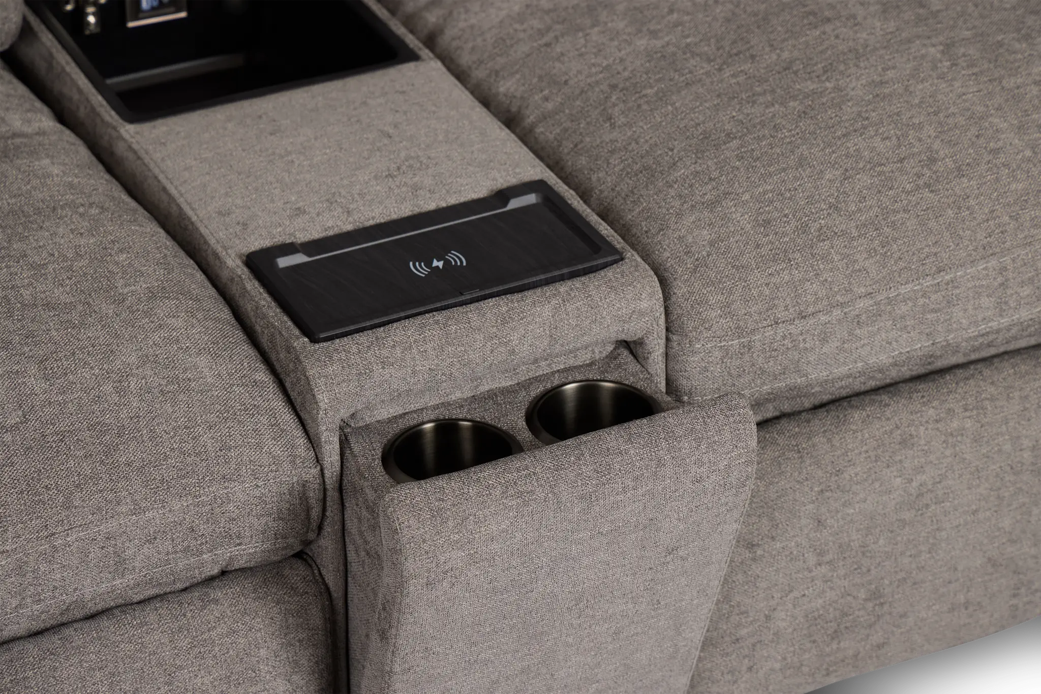 Drift Dark Gray Fabric Large Dual Power Left Bumper Sectional Drift Dark Gray Fabric Large Dual Power Left Bumper Sectional