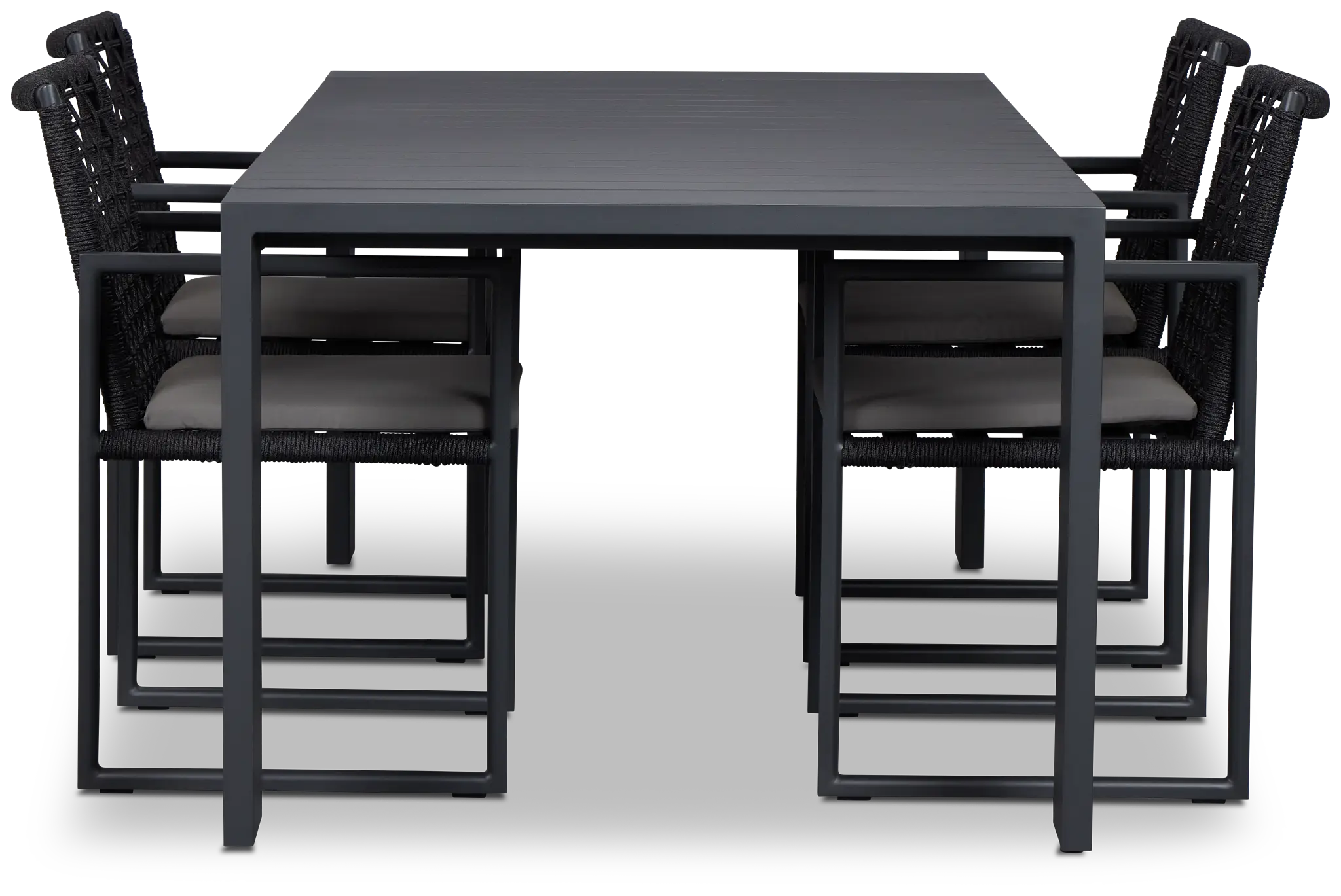 Sunrise Dark Gray 86" Rectangular Table & 4 Aluminum Arm Chairs Sunrise Dark Gray 86" Rectangular Table & 4 Aluminum Arm Chairs
