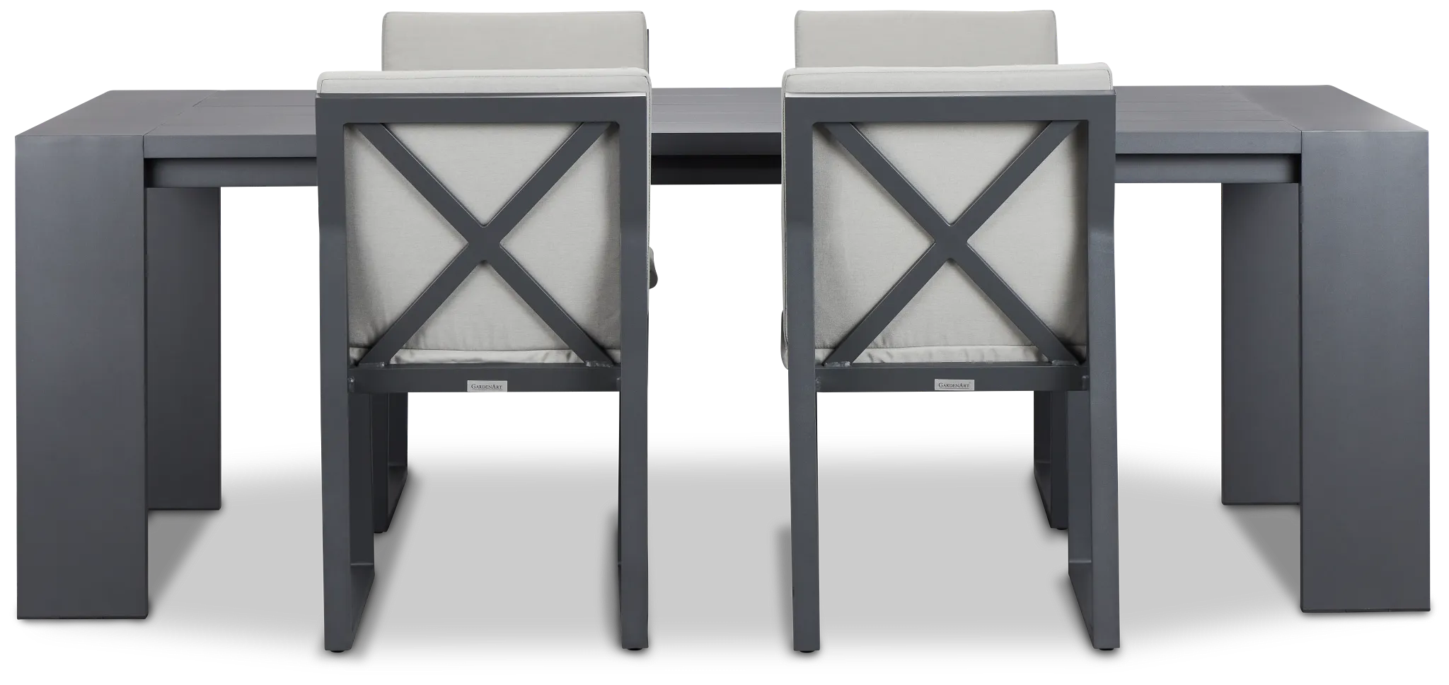 Linear Dark Gray 87" Aluminum Table & 4 Cushioned Side Chairs
