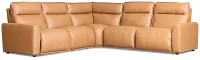 Edison Medium Brown Leather/Vinyl Small Dual Power Reclining Two-arm Sectional