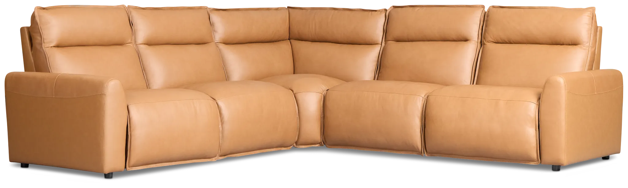 Edison Medium Brown Leather/Vinyl Small Dual Power Reclining Two-arm Sectional