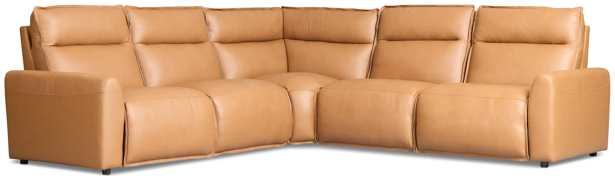 Edison Medium Brown Leather/Vinyl Small Dual Power Reclining Two-arm Sectional Edison Medium Brown Leather/Vinyl Small Dual Power Reclining Two-arm Sectional