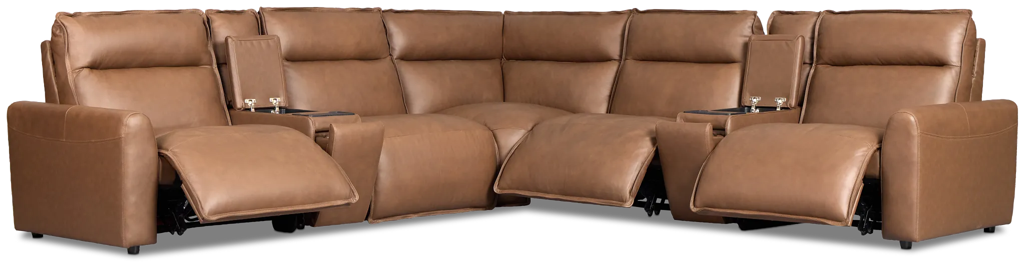 Edison Dark Brown Lthr/vinyl Large Triple Power Reclining Two-arm Sectional