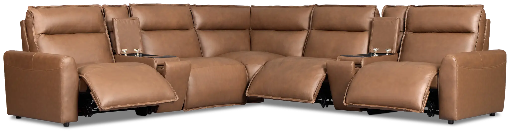 Edison Dark Brown Lthr/vinyl Large Triple Power Reclining Two-arm Sectional Edison Dark Brown Lthr/vinyl Large Triple Power Reclining Two-arm Sectional