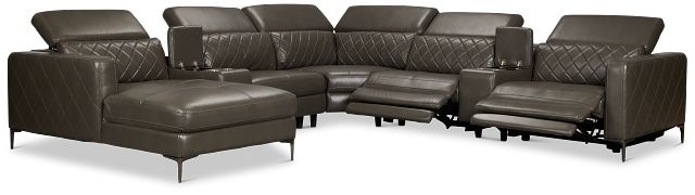 Ava Dark Gray Micro Large Dual Power Left Chaise Sectional