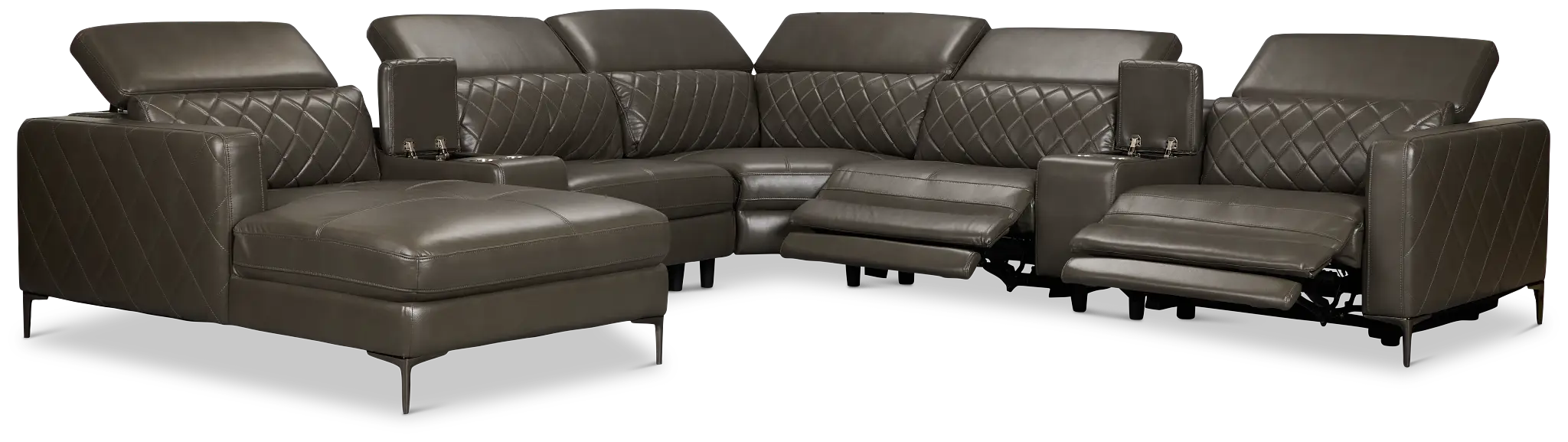 Ava Dark Gray Micro Large Dual Power Left Chaise Sectional Ava Dark Gray Micro Large Dual Power Left Chaise Sectional