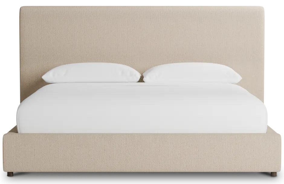 Grayton Linen Beige 54" Upholstered Platform Bed