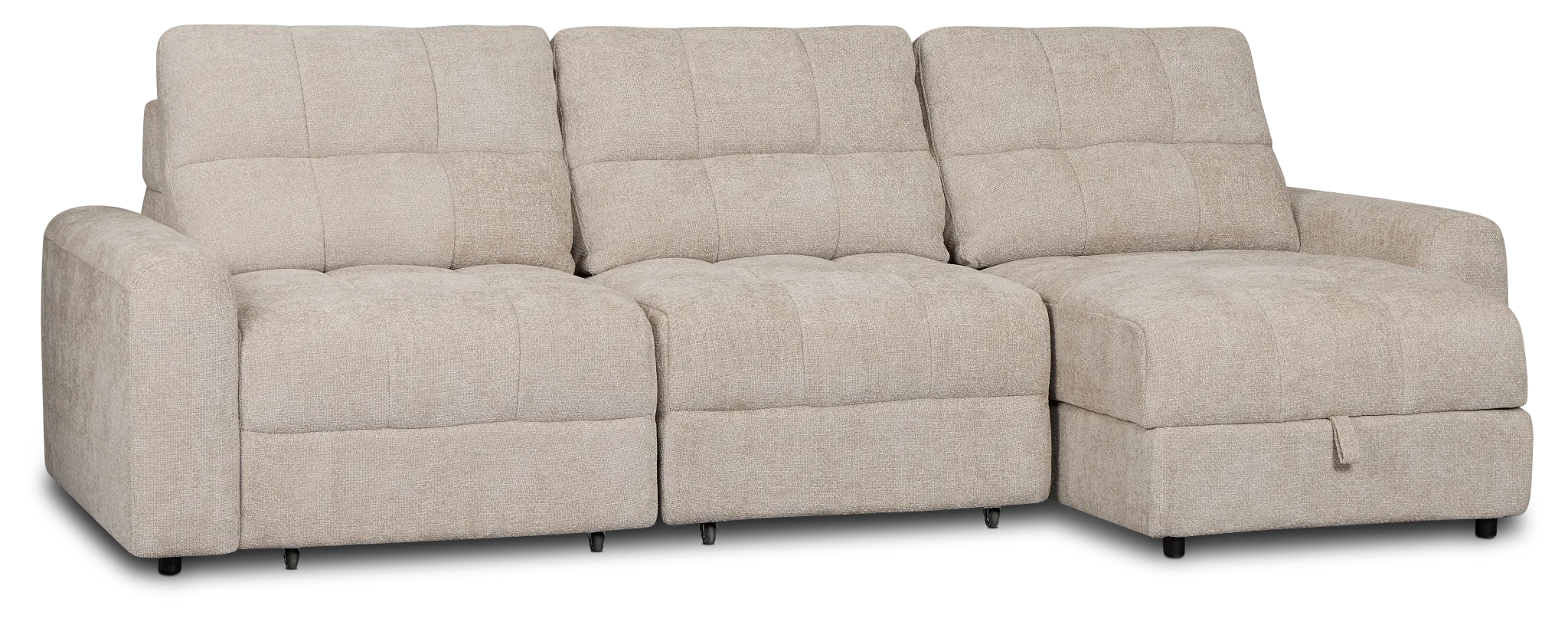 Hendrix Light Taupe Fabric Right Dual Power Extension Chaise Sectional