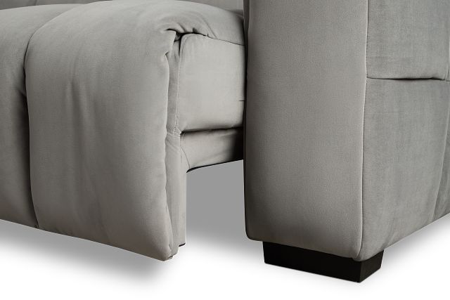 Gemma Light Gray Velvet Large Right Chaise Power Reclining Sectional