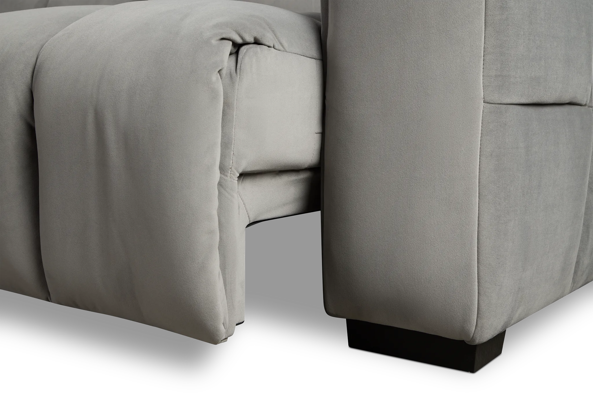 Gemma Light Gray Velvet Large Right Chaise Power Reclining Sectional