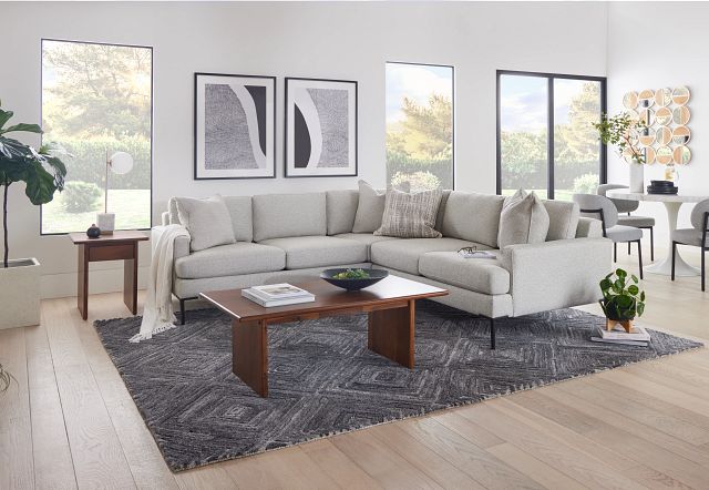 Morgan Light Gray Fabric Small Right 2-arm Sectional W/ Metal Legs