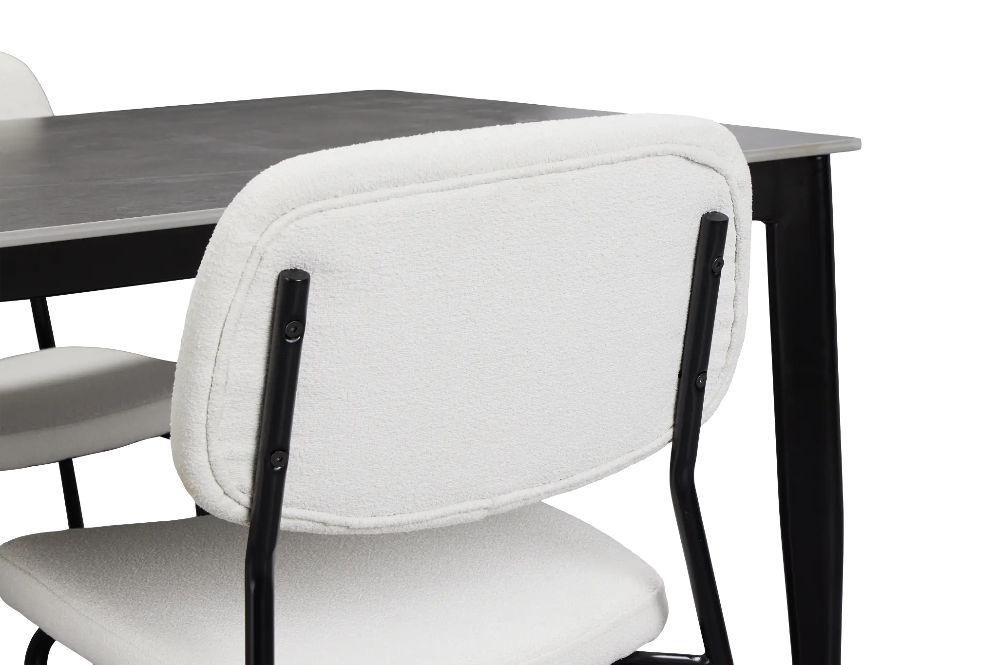 Andover Gray Rect Table & 4 White Upholstered Chairs Andover Gray Rect Table & 4 White Upholstered Chairs