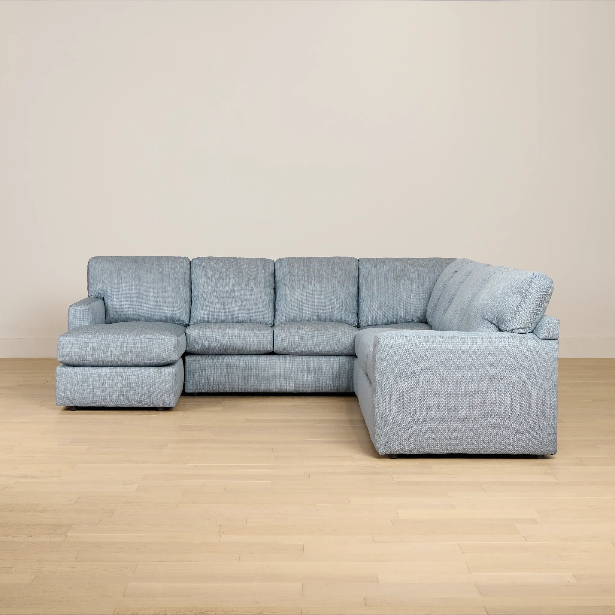 Rhodes Light Blue Fabric Large Left Chaise Sectional