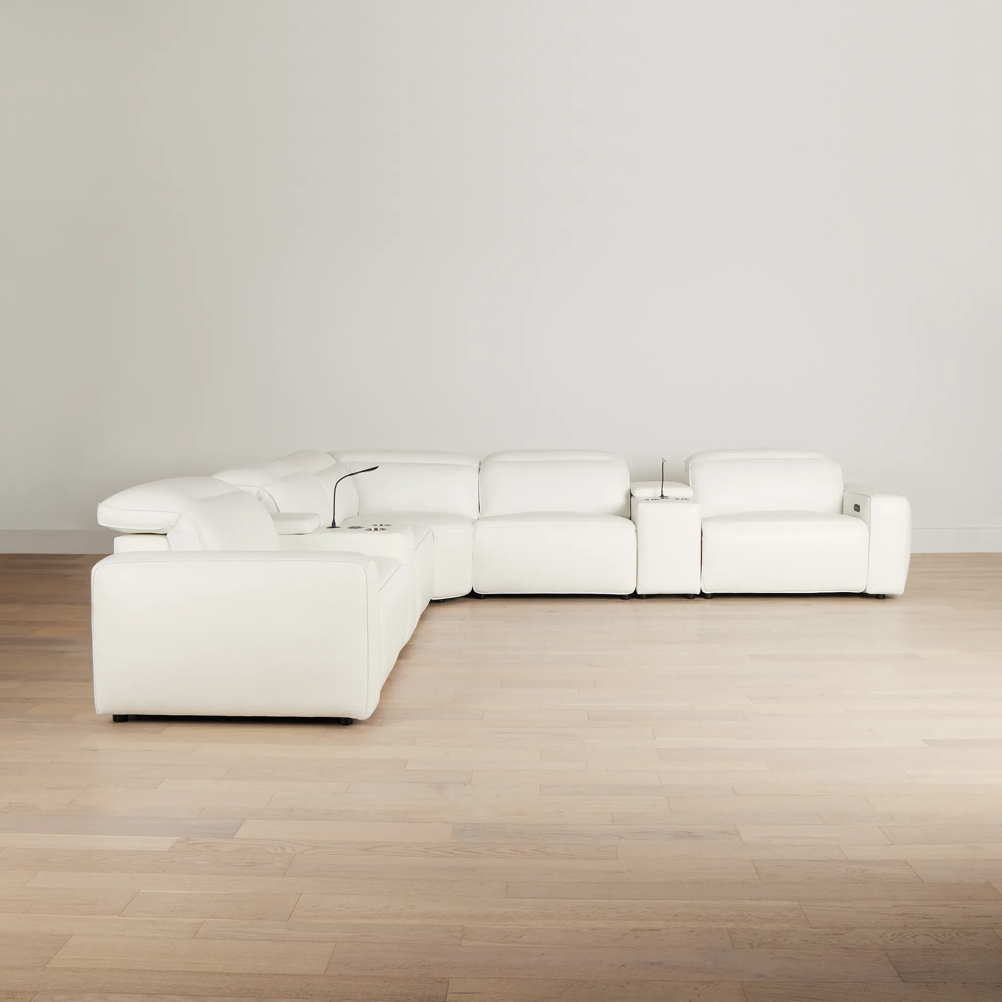 Tidal White Lthr/vinyl Large Dual Power Reclining Two-arm Sectional