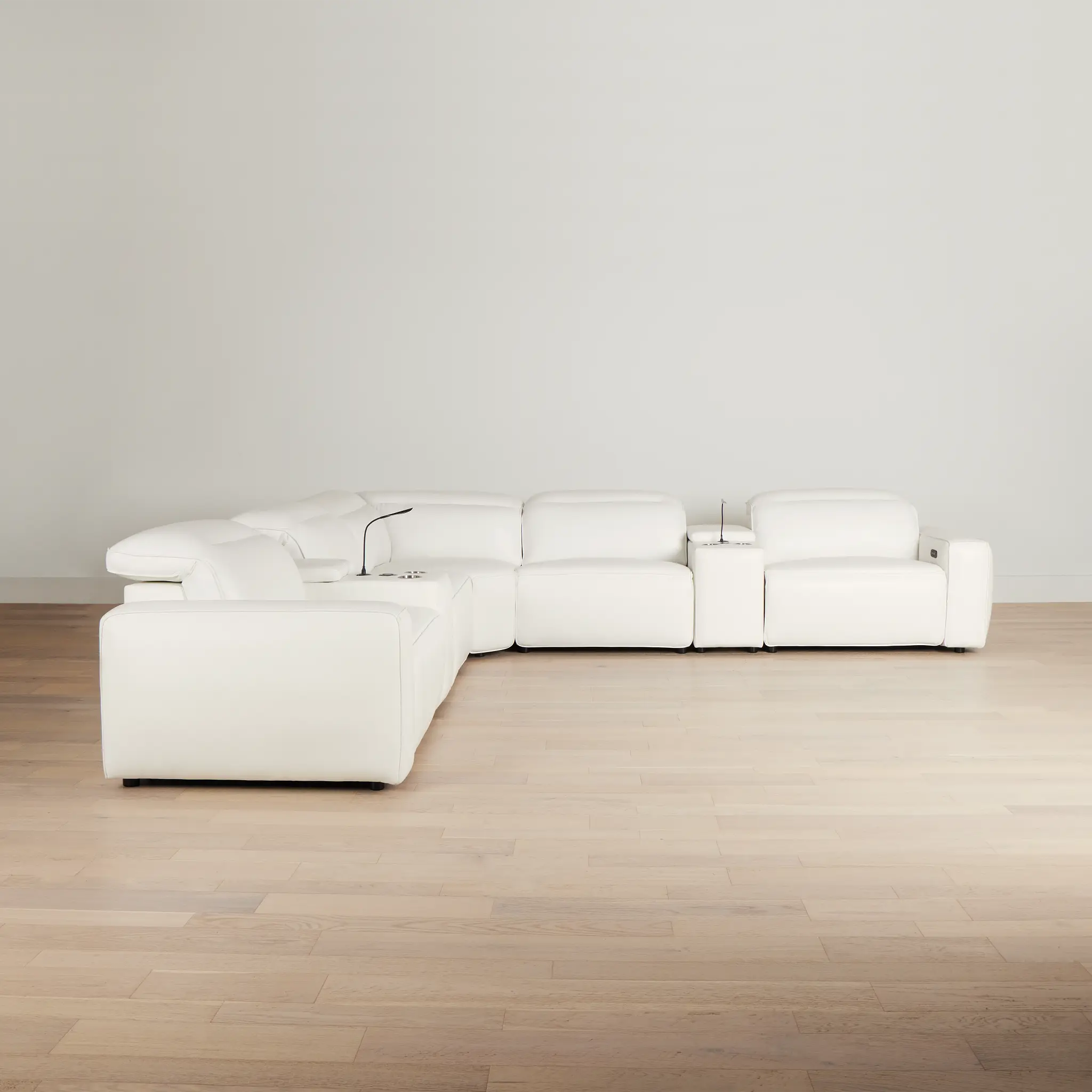 Tidal White Lthr/vinyl Large Dual Power Reclining Two-arm Sectional Tidal White Lthr/vinyl Large Dual Power Reclining Two-arm Sectional