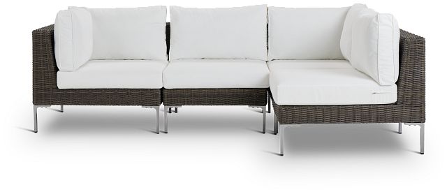 Tulum White Woven 4-piece Modular Sectional