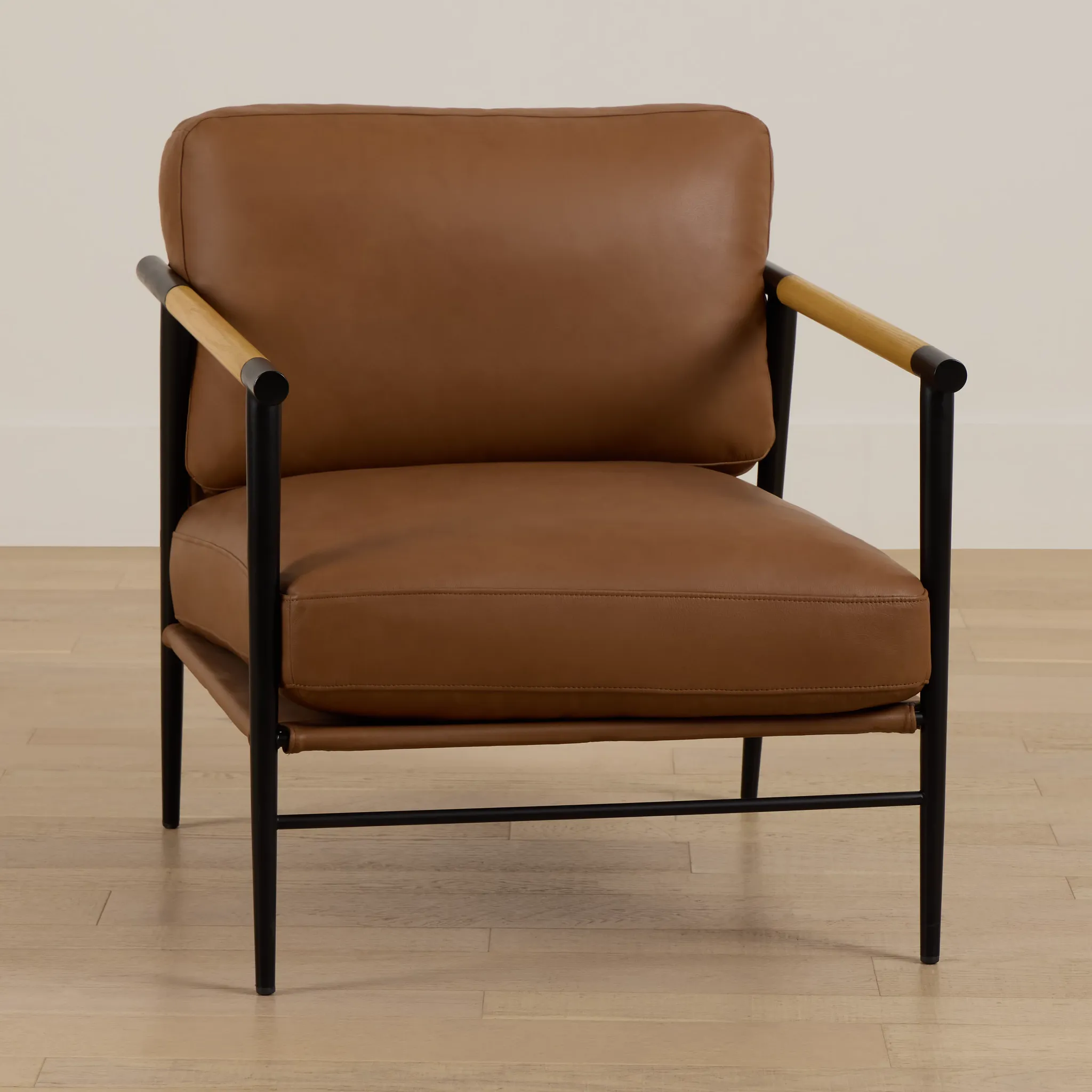 Fiora Light Brown Leather Accent Chair