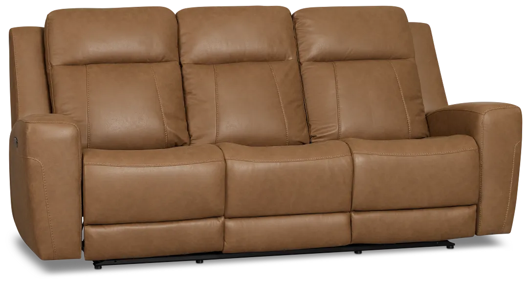 Colton Brown Micro Power Reclining Sofa W/ Power Headrest
