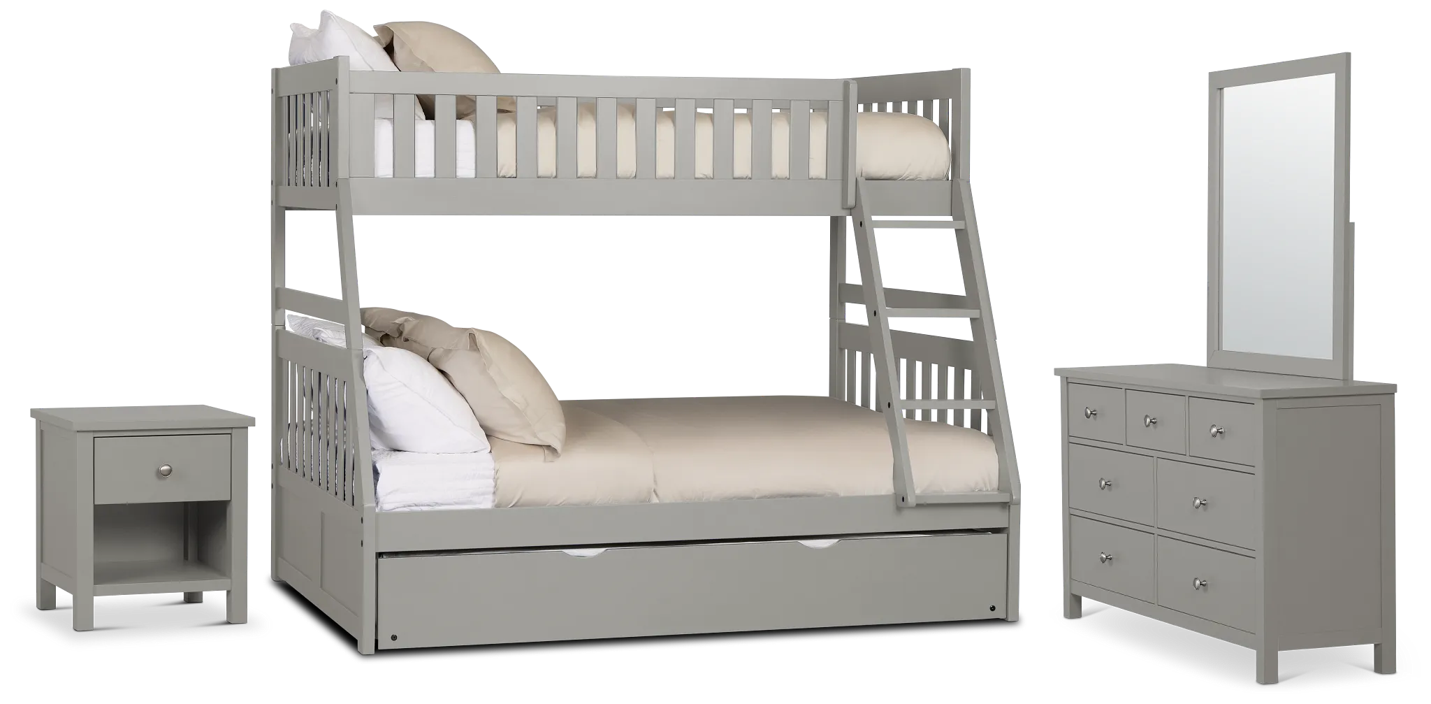 Charleston Gray Bunk Bed Trundle Bedroom