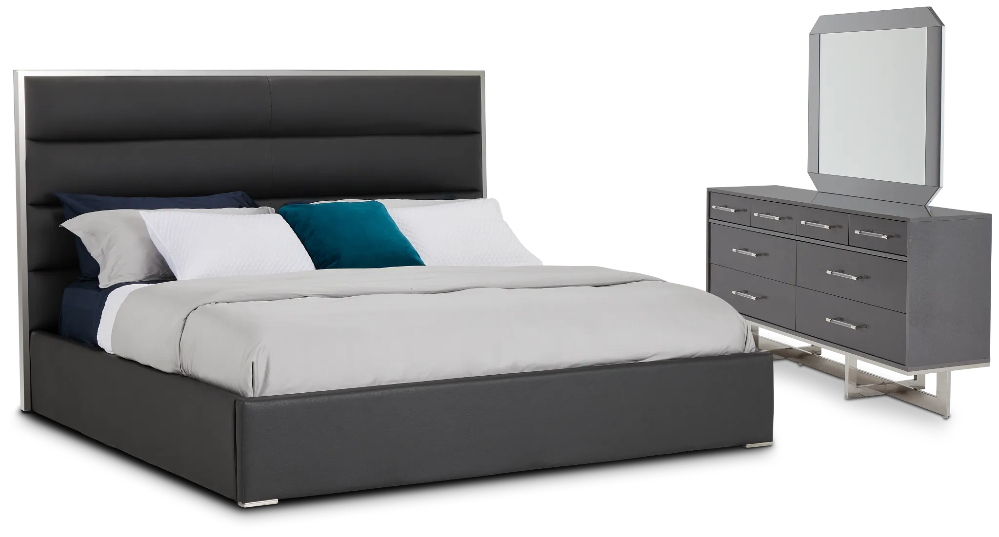 Cortina Gray Uph Platform Bedroom