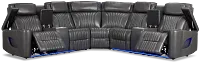 Nova Dark Gray Lthr/vinyl Medium 2-arm Dual Power Massage Sectional
