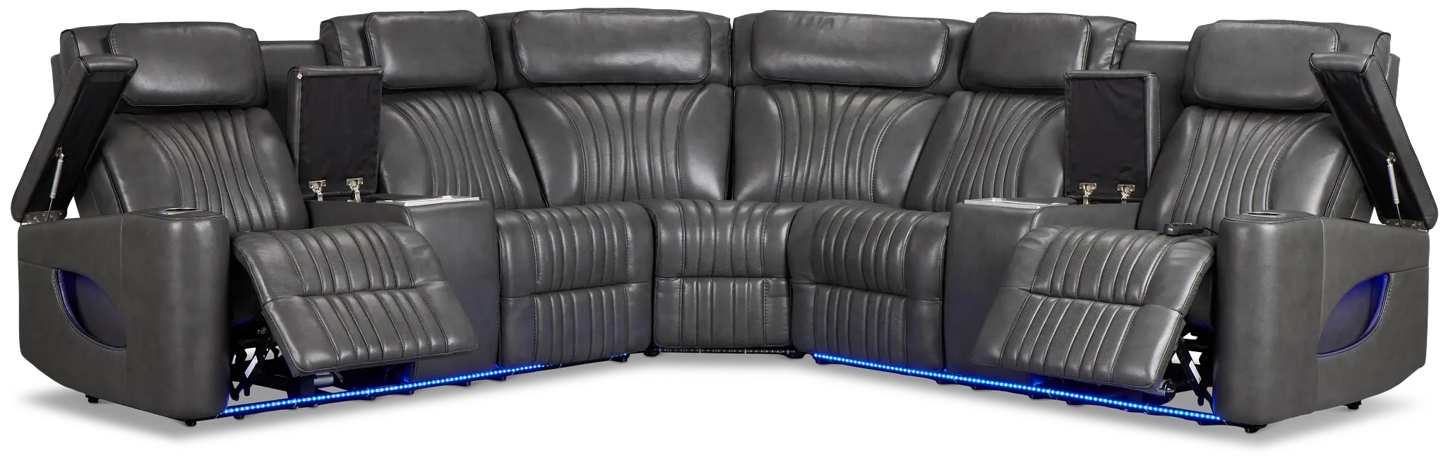 Nova Dark Gray Lthr/vinyl Medium 2-arm Dual Power Massage Sectional Nova Dark Gray Lthr/vinyl Medium 2-arm Dual Power Massage Sectional