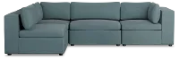 Destin Sutton Blue Fabric 4-piece Modular Sectional