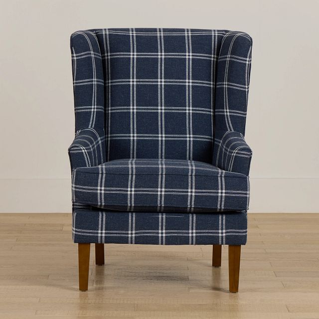 Leyla Dark Blue Fabric Accent Chair