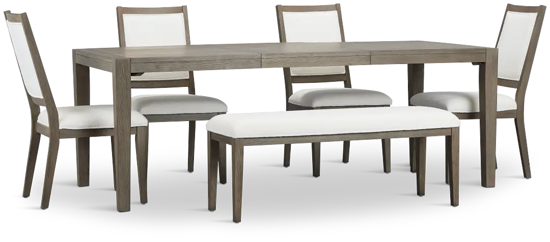 Alden Gray Rect Table, 4 Chairs & Bench Alden Gray Rect Table, 4 Chairs & Bench