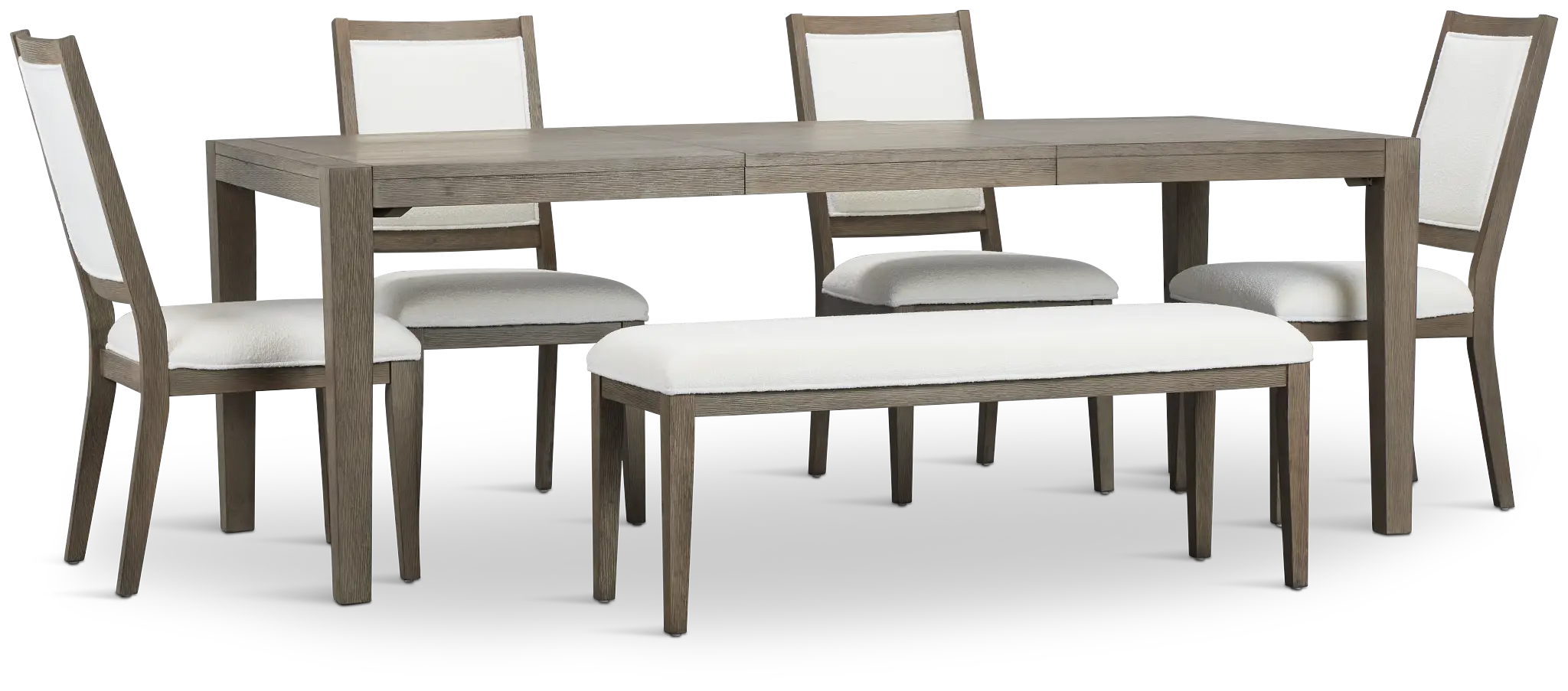 Alden Gray Rect Table, 4 Chairs & Bench Alden Gray Rect Table, 4 Chairs & Bench