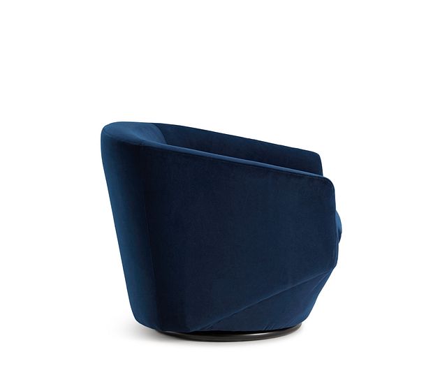 Darian Dark Blue Velvet Swivel Accent Chair