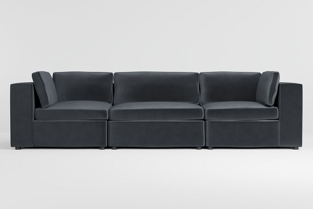 Destin Joya Gray Velvet 3 Piece Modular Sofa