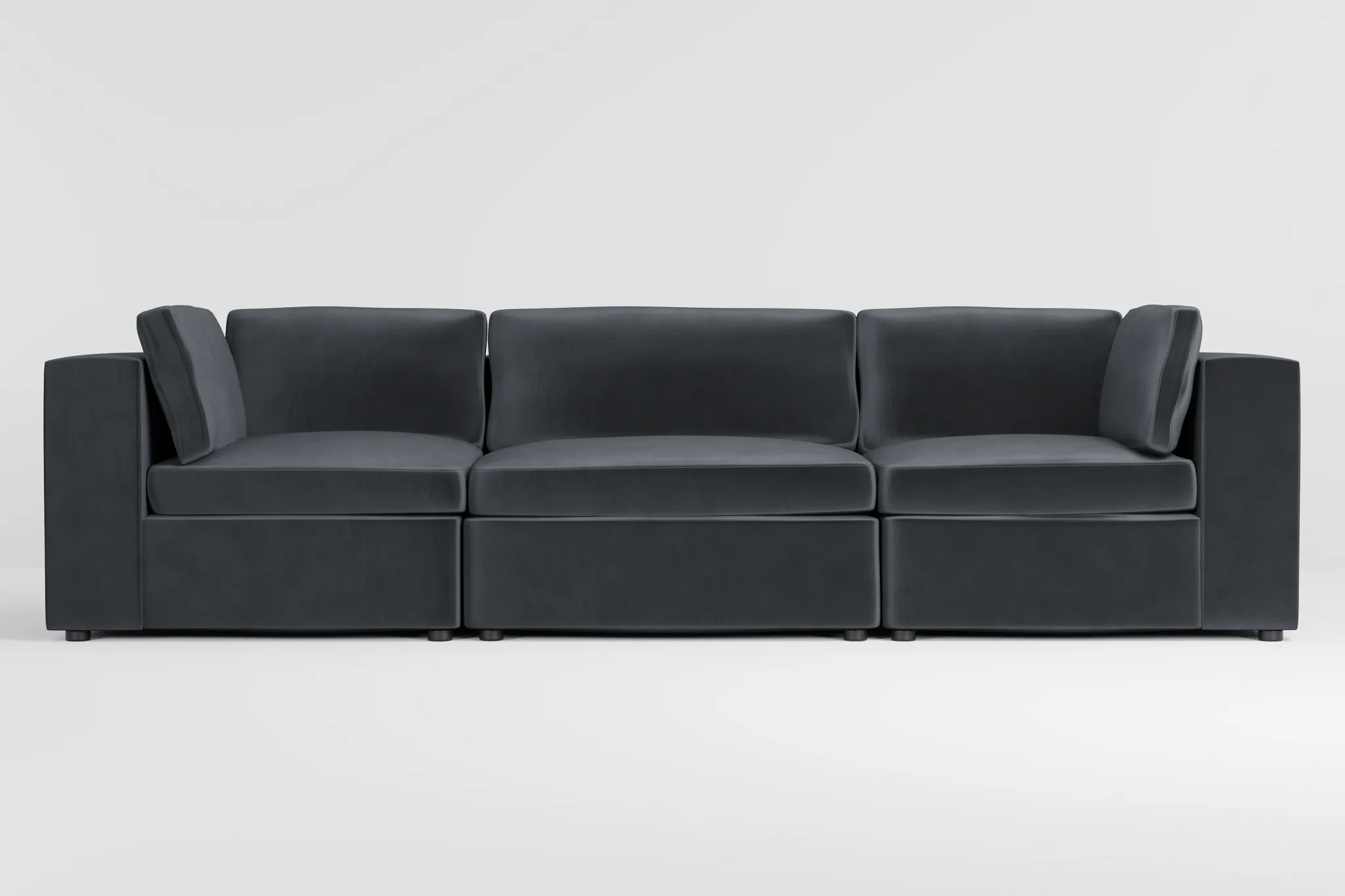 Destin Joya Gray Velvet 3-piece Modular Sofa
