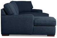 Sinclair Dark Blue Fabric Left Chaise Cuddler Sectional