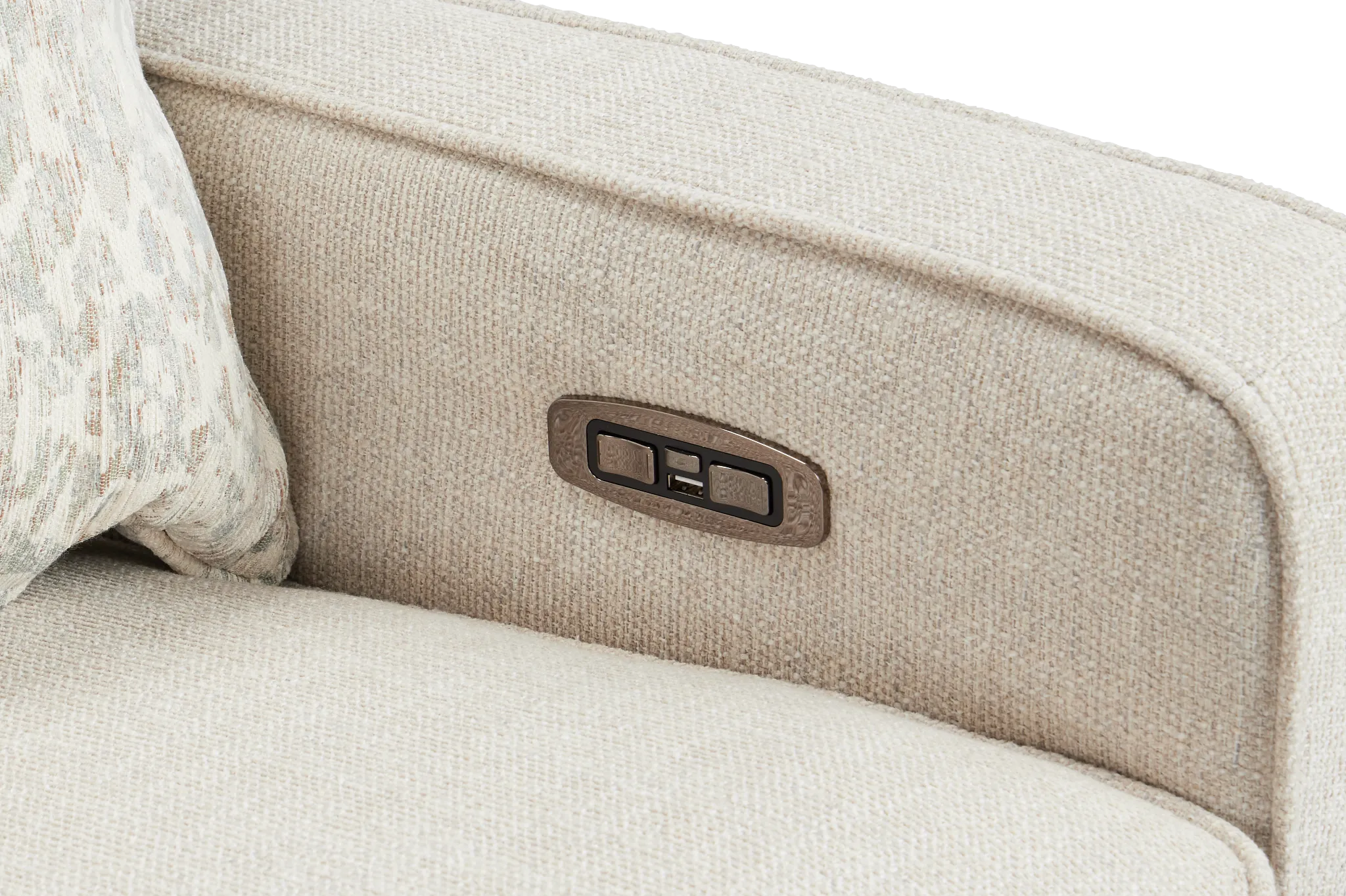 Bayside Light Beige Fabric Power Reclining Loveseat