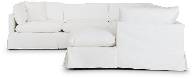 Raegan White Fabric Small Right Chaise Sectional (3)