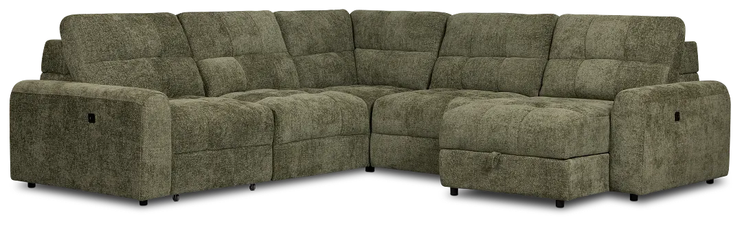 Hendrix Green Fabric Small Right Chaise Power Extension Sectional