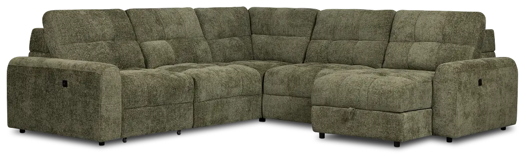 Hendrix Green Fabric Small Right Chaise Power Extension Sectional Hendrix Green Fabric Small Right Chaise Power Extension Sectional