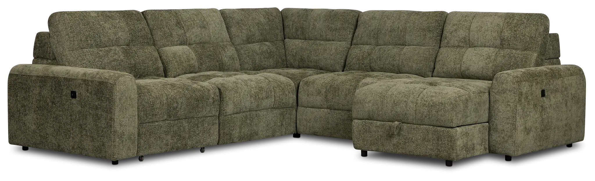 Hendrix Green Fabric Small Right Chaise Power Extension Sectional Hendrix Green Fabric Small Right Chaise Power Extension Sectional