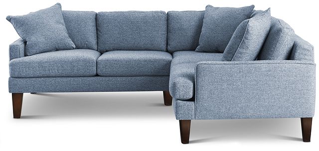 Morgan Blue Fabric Small Left 2-arm Sectional W/ Wood Legs