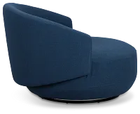 Chrisley Dark Blue Fabric Swivel Accent Chair
