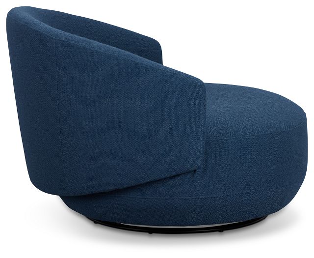 Chrisley Dark Blue Fabric Swivel Accent Chair