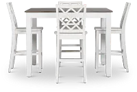 Edgartown Two-tone Square High Table & 4 White Wood Barstools