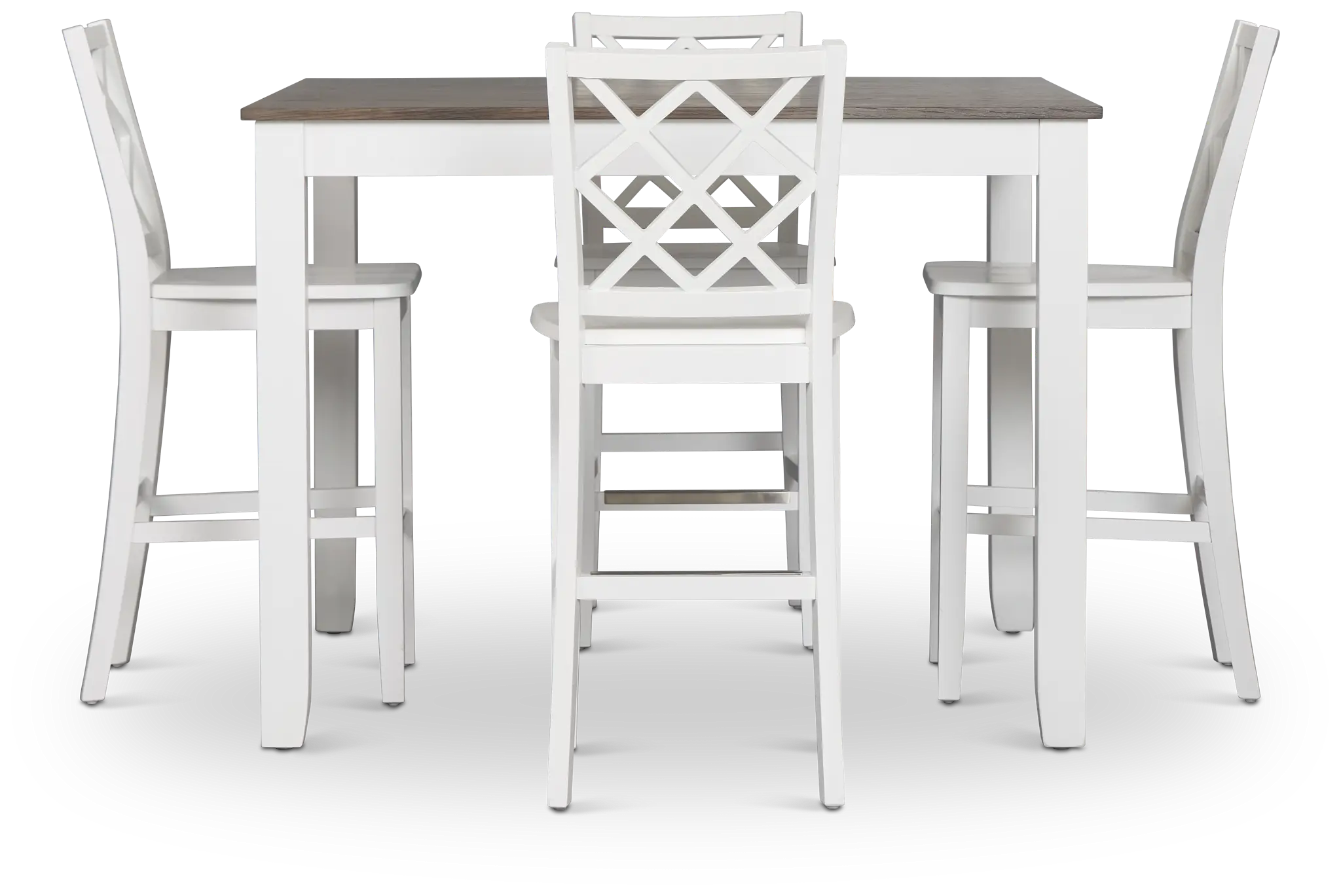 Edgartown Two-tone Square High Table & 4 White Wood Barstools Edgartown Two-tone Square High Table & 4 White Wood Barstools