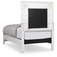 Alessandria White Uph Panel Bed With Lights