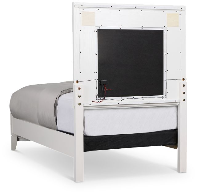 Alessandria White Uph Panel Bed With Lights