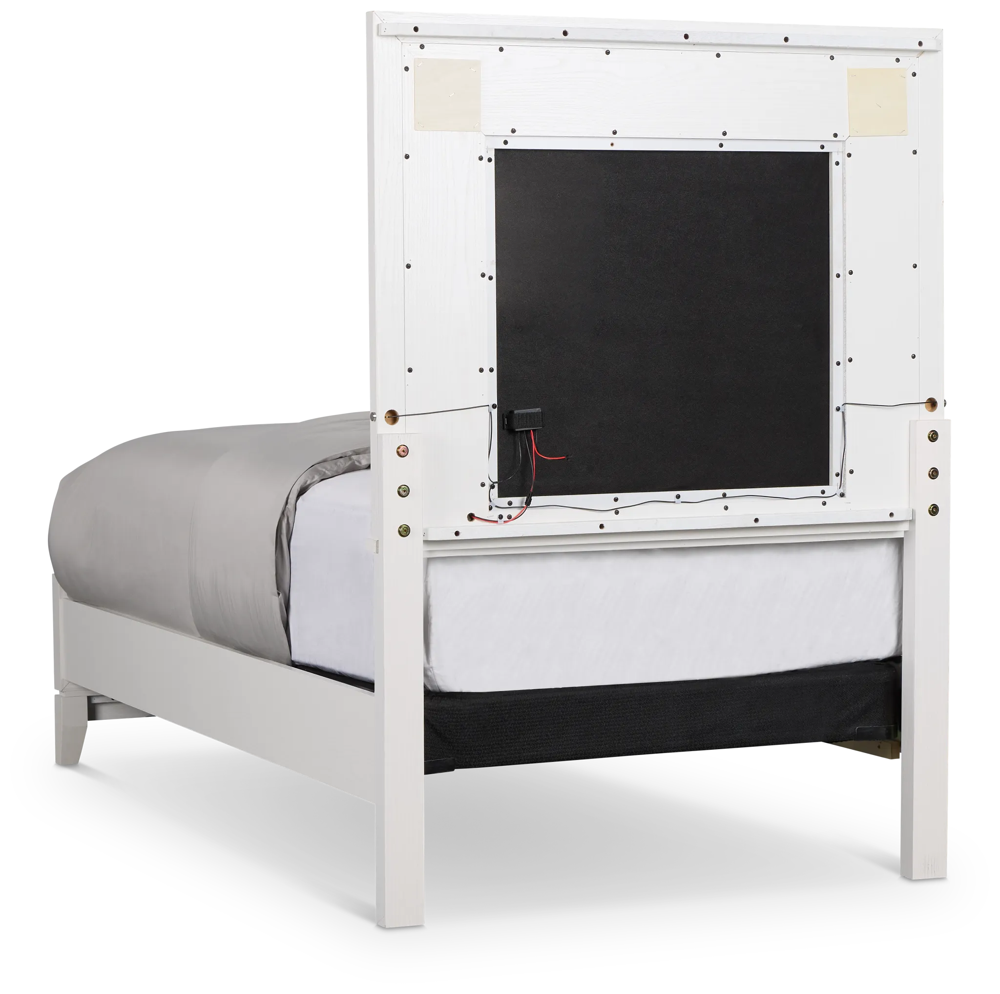 Alessandria White Uph Panel Bed With Lights