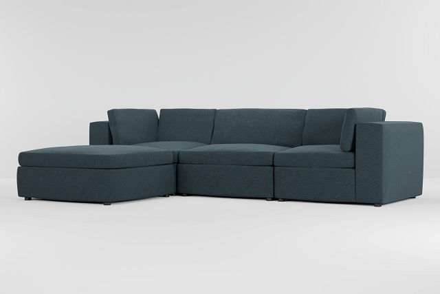 Destin Elevation Dark Blue Fabric 4-piece Bumper Sectional